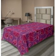 thumbnail image 1 of Ambesonne Floral Flat Sheet, Poppy Flower and Bud Motifs, TwinXL Size, Raspberry Dark Magenta, 1 of 1