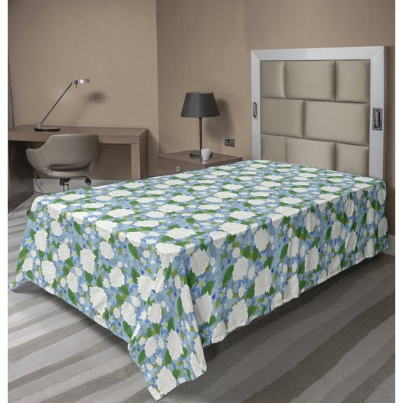 Ambesonne Floral Flat Sheet, Refreshing Flowers and Birds, TwinXL Size, Multicolor