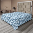 thumbnail image 1 of Ambesonne Floral Flat Sheet, Retro Blue Design Flowers, Queen Size, Slate Blue and White, 1 of 1