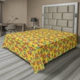 thumbnail image 1 of Ambesonne Floral Flat Sheet, Retro Meadow Pattern, Queen Size, Dark Coral Yellow, 1 of 1