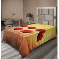 thumbnail image 1 of Ambesonne Floral Flat Sheet, Retro Poppy Flowers, Twin Size, Scarlet Pale Yellow, 1 of 1
