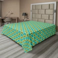 thumbnail image 1 of Ambesonne Floral Flat Sheet, Retro Yellow Daisy Flowers, Queen Size, Sky Blue Yellow Dark Grey, 1 of 1