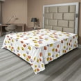 thumbnail image 1 of Ambesonne Floral Flat Sheet, Simplistic Plants Pattern, Full Size, Dark Orange Yellow Plum, 1 of 1