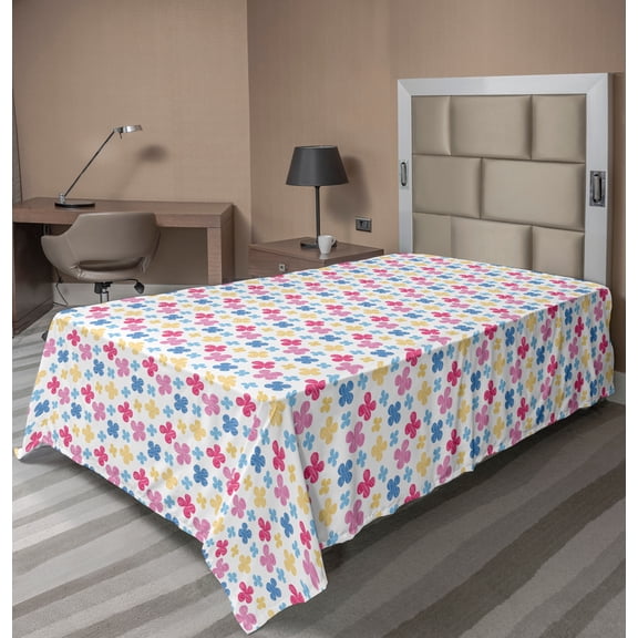Ambesonne Floral Flat Sheet, Sketchy Colorful Daisy, Twin Size, Multicolor