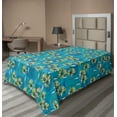 thumbnail image 1 of Ambesonne Floral Flat Sheet, Sketchy Garden Flowers, Twin Size, Blue Yellow and White, 1 of 1