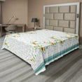 thumbnail image 1 of Ambesonne Floral Flat Sheet, Spring Flowers on Curls, King Size, Teal Marigold, 1 of 1