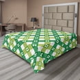 thumbnail image 1 of Ambesonne Floral Flat Sheet, Striped Retro Old Motif, Queen Size, Lime Green Forest Green, 1 of 1