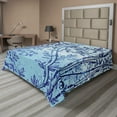 thumbnail image 1 of Ambesonne Floral Flat Sheet, Swirly Leafy Branches Plants, King Size, Pale Sky Blue and Indigo, 1 of 1