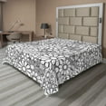 thumbnail image 1 of Ambesonne Floral Flat Sheet, Top View Flowers, Full Size, Charcoal Grey White, 1 of 1