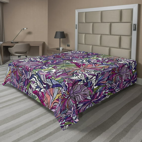 Ambesonne Floral Flat Sheet, Tropical Jungle Bouquet, Full Size, Multicolor