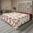 thumbnail image 1 of Ambesonne Floral Flat Sheet, Vintage Art Romantic Roses, California King, Maroon Slate Brown, 1 of 1