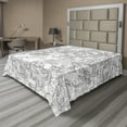 thumbnail image 1 of Ambesonne Floral Flat Sheet, Vintage Greyscale Flowers, Queen Size, Grey Pale Grey White, 1 of 1