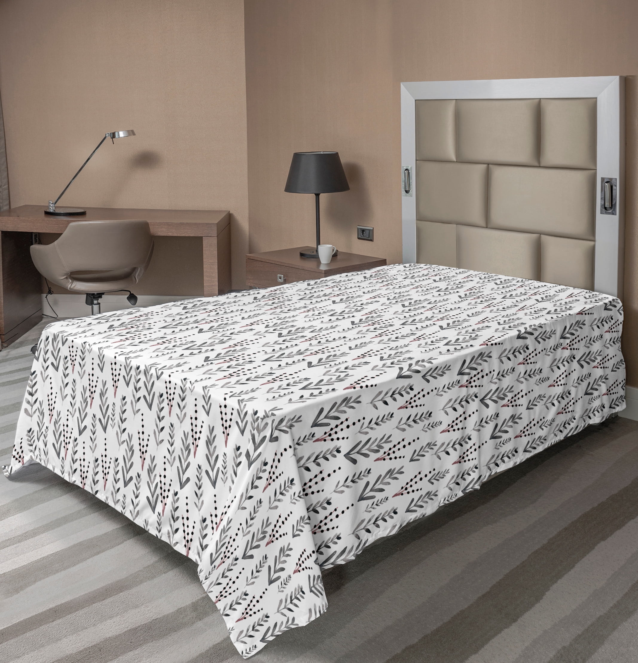 Twin XL White Microfiber Printed Flat Sheet Set
