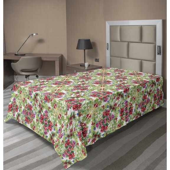Ambesonne Floral Flat Sheet, Watercolor Lily Bouquet, Twin Size, Multicolor