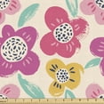 thumbnail image 1 of Ambesonne Floral Fun Fabric by the Yard Upholstery, Perennial Flax Colorful, 3 Yards, Beige Multicolor, 1 of 5