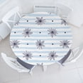 thumbnail image 1 of Ambesonne Floral Fun Fitted Round Tablecloth, Daisy Dots and Stripes, 56"- 60" Diameter, Pale Grey Soft Blue White, 1 of 1