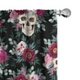 thumbnail image 1 of Ambesonne Floral Goth Art Curtains, Skulls Bouquet Art, Pair of 28"x63", Pale Ruby Laurel Green, 1 of 5