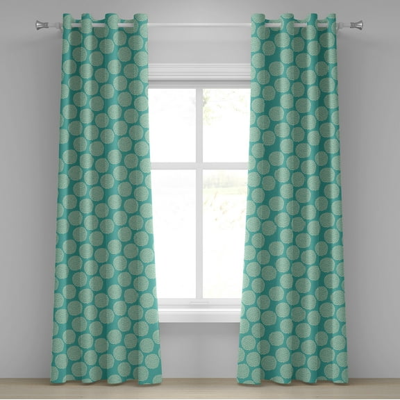 Ambesonne Floral Grommet Curtain, Abstract Modern Foliage, 50" x 72", Turquoise and Cream