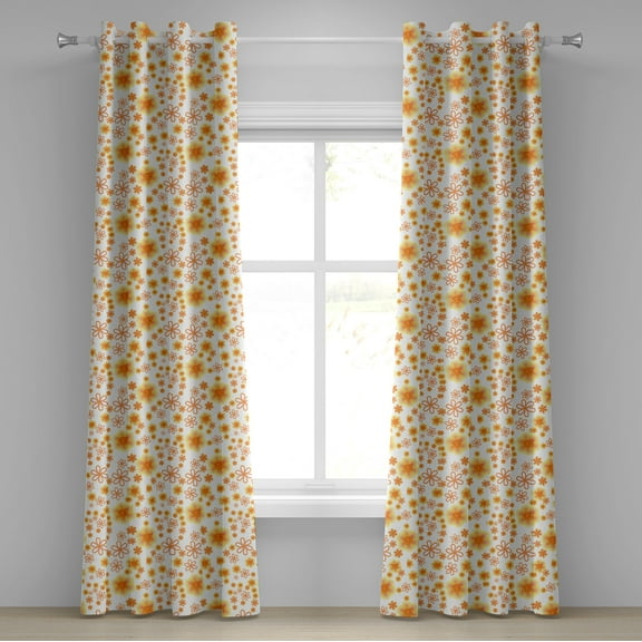 Ambesonne Floral Grommet Curtain, Abstract Summer Pattern, 50" x 108", Vermilion Yellow White