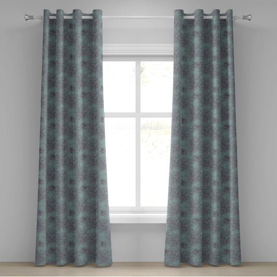 Ambesonne Floral Grommet Curtain, Aster Blossoms Art, 50" x 84", Dark Sea Green Maroon