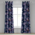 thumbnail image 1 of Ambesonne Floral Grommet Curtain, Astrology Universe Flowers, 50"x120", Indigo Lavender, 1 of 5