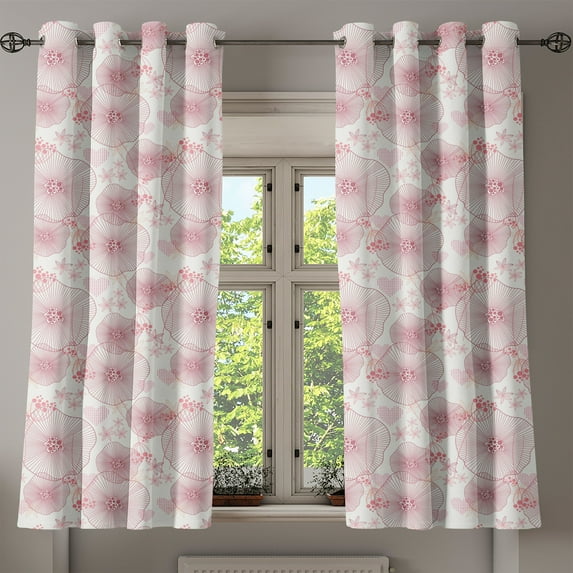 Ambesonne Floral Grommet Curtain, Blooms of a Romantic Spring, 50" x 54", Dried Rose and White