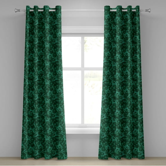 Ambesonne Floral Grommet Curtain, Blossoming Vivid Nature, 50" x 84", Jade Green Pale Green