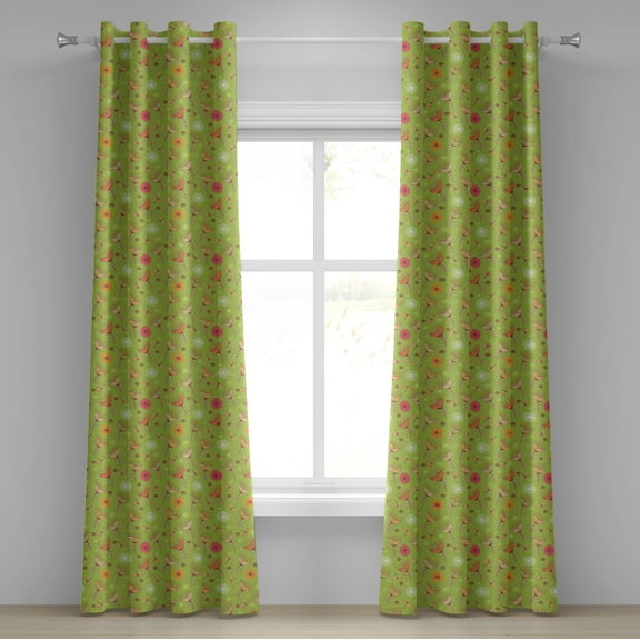 Ambesonne Floral Grommet Curtain, Bluebell Flowers, 50" x 120", Green Pink