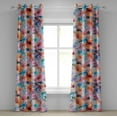 thumbnail image 1 of Ambesonne Floral Grommet Curtain, Blurry Look Abstract Flowers, 50"x120", Sky Blue Salmon and Pink, 1 of 5