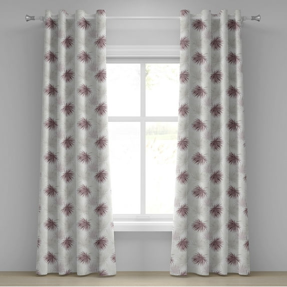 Ambesonne Floral Grommet Curtain, Bohemian Blossom Pattern Art, 50"x72", Eggplant White Pale Grey