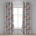 thumbnail image 1 of Ambesonne Floral Grommet Curtain, Bohemian Garden Branches Art, 50"x108", Rose Orange and Slate Blue, 1 of 5
