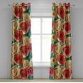 thumbnail image 1 of Ambesonne Floral Grommet Curtain, Bold Roses Leaves Nostalgia, 50"x120", Marigold Dark Coral and Teal, 1 of 5