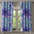 thumbnail image 1 of Ambesonne Floral Grommet Curtain, Botanical Romantic Flowers, 50"x63", Cadet Blue and Violet, 1 of 5