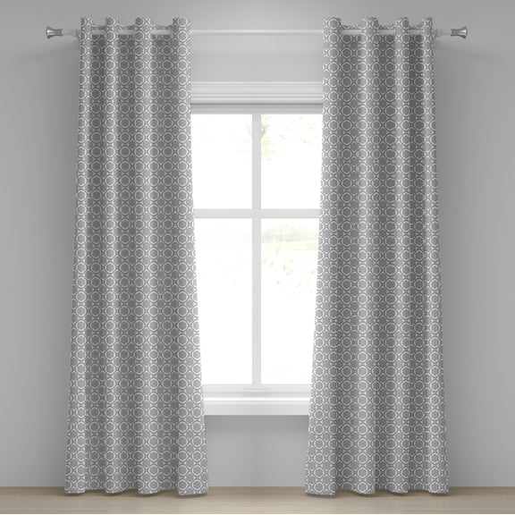 Ambesonne Floral Grommet Curtain, Classic Floral Vintage, 50" x 120", White and Grey
