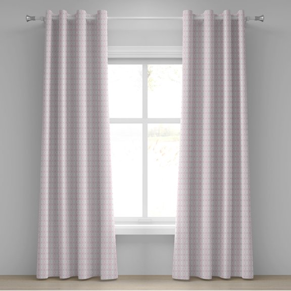 Ambesonne Floral Grommet Curtain, Contiguous Flowers Lines, 50" x 120", Pale Pink and White