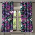 thumbnail image 1 of Ambesonne Floral Grommet Curtain, Cosmos Universe Bloom Starry, 50"x63", Fuchsia Purple Teal, 1 of 5