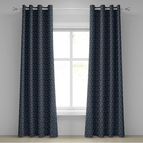 Ambesonne Floral Grommet Curtain, Droplet Motif, 50" x 108", Dark Blue Green