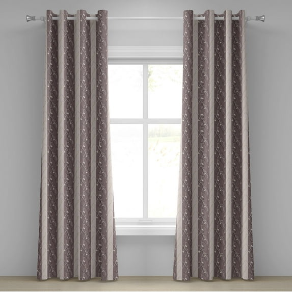 Ambesonne Floral Grommet Curtain, Earthen Toned Autumn, 50" x 108", Dried Rose Warm Taupe