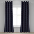 thumbnail image 1 of Ambesonne Floral Grommet Curtain, Flower Silhouette Pattern, 50"x84", Dark Sky Blue Dark Yellow, 1 of 1