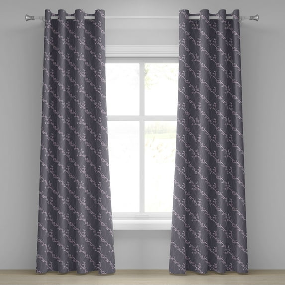 Ambesonne Floral Grommet Curtain, Japanese Sakura, 50" x 120", Taupe Pale Pink