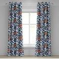thumbnail image 1 of Ambesonne Floral Grommet Curtain, Modern Flourishes Flowers, 50"x120", Dark Teal Orange, 1 of 5