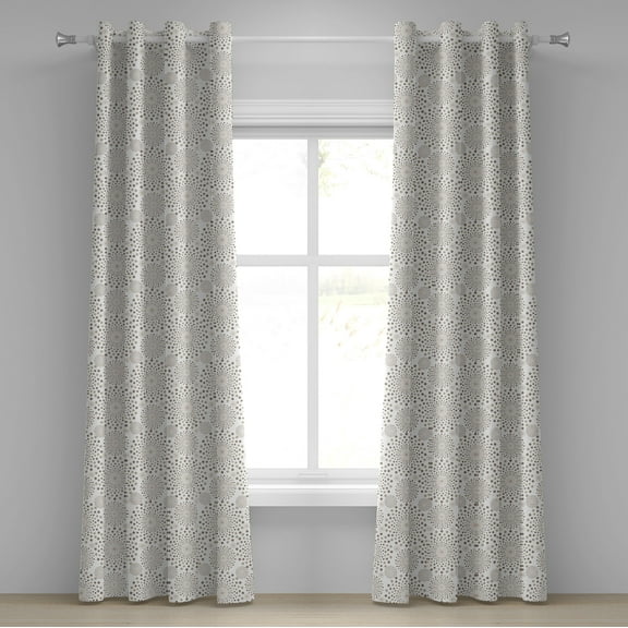 Ambesonne Floral Grommet Curtain, Nostalgia Circles Dots, 50" x 84", Warm Taupe Cocoa