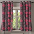thumbnail image 1 of Ambesonne Floral Grommet Curtain, Ombre Rose Blooom Art, 50" x 63", Charcoal Grey Magenta, 1 of 6