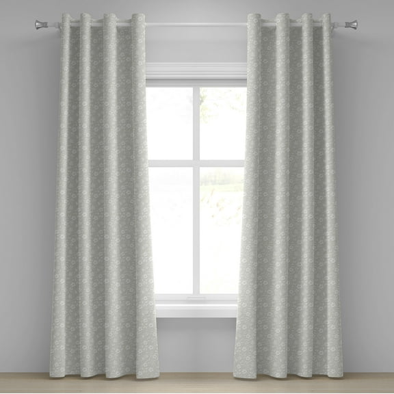 Ambesonne Floral Grommet Curtain, Ornamental Modern Art, 50" x 96", Beige White