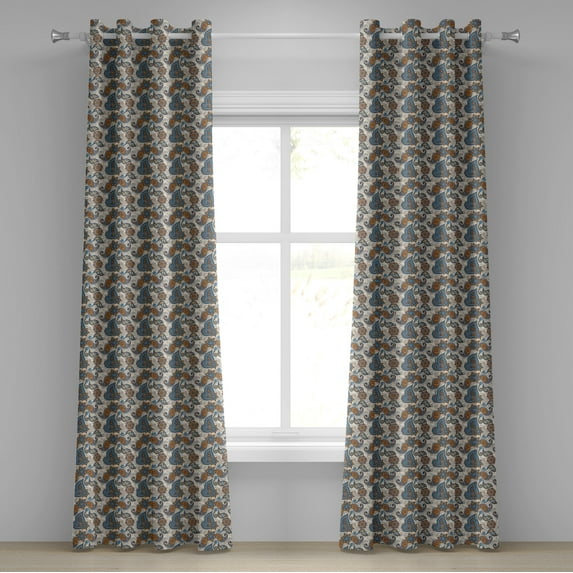 Ambesonne Floral Grommet Curtain, Paisley, 50" x 84", Violet Blue Marigold