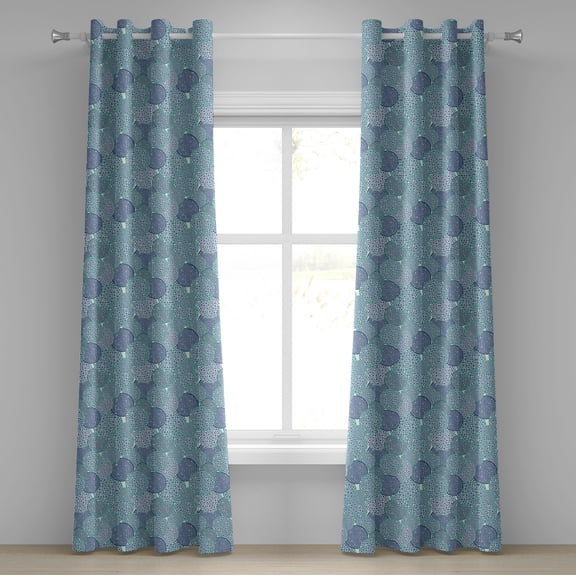 Ambesonne Floral Grommet Curtain, Pastel Color Filled Circles, 50" x 120", Turquoise Navy Blue