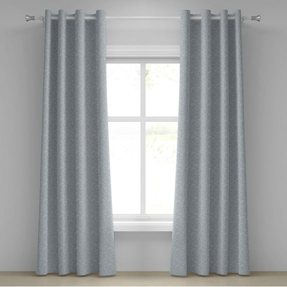 Ambesonne Floral Grommet Curtain, Petals and Foliage Motif, 50" x 84", Blue Grey Tan