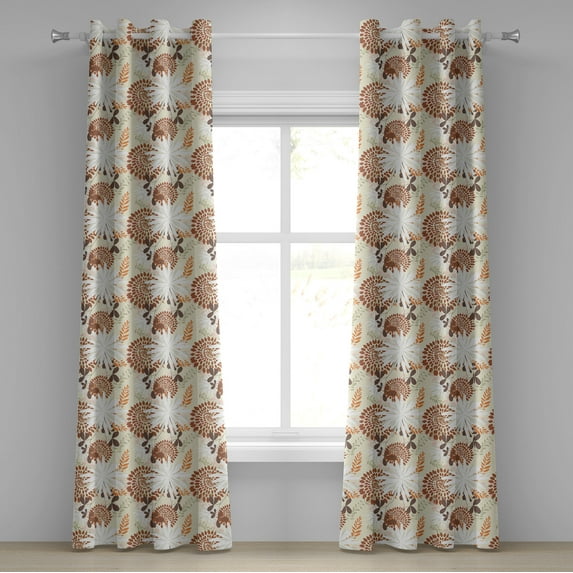 Ambesonne Floral Grommet Curtain, Petals of the Spring, 50" x 96", Dark Orange Pale Green