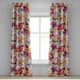 thumbnail image 1 of Ambesonne Floral Grommet Curtain, Retro Flowers Wild Botany, 50"x120", Peach Fuchsia and Dark Coral, 1 of 5