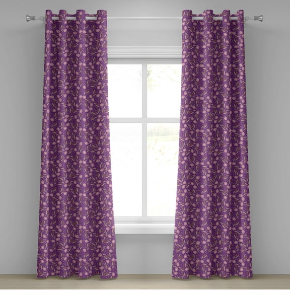 Ambesonne Floral Grommet Curtain, Romantic Nature Pattern, 50" x 96", Pale Pink Marigold